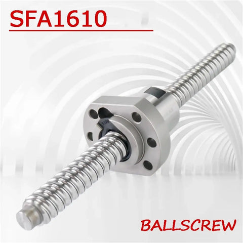 Precision Ballscrew For CNC Linear Motion End Machined And Built From Steel, Customizable Length From 250 To 2000 mm With Single Ball Nut, Smooth Low Backlash Travel And Rock Solid Durability, shown horizontally with metallic finish