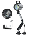 Adjustable Long Arm LED Work Light For Lathes And Drill Presses, Dual Color Warm And Cool White, 25W 2500 Lumens Machine Lamp With Silver Aluminum Head