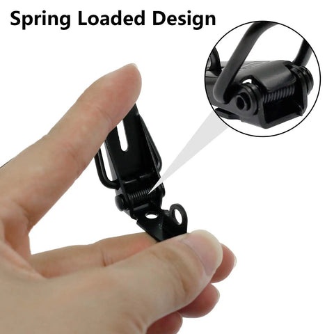 Close up of Stainless Steel Spring Loaded Toggle Lock Latch For Cabinets And Suitcases Black Pack Of 2 with person's hand demonstrating use