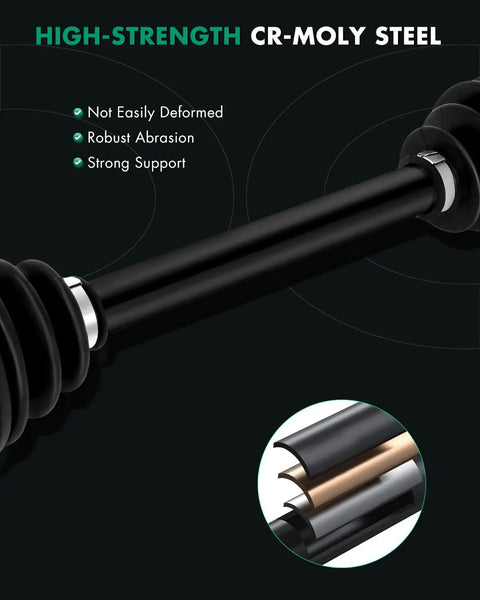 Heavy Duty Front CV Axle Assembly Pair Plug And Play Drop Right In Smooth Shifts Built Tough Drive Shafts For Honda Civic 1 8L L4 2006 Through 2015 Automatic Transmission showcasing high-strength CR-Moly steel construction.