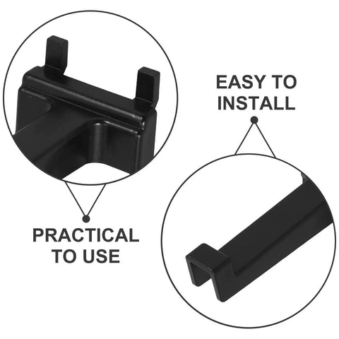 Heavy Duty Black Plastic Pegboard Hooks 10 Pack For Square Hole Pegboards Versatile Shop Display And Home Storage Clips Easy Install Durable Pegboard Organizer Hooks For Tools Supplies And Craft Displays, black plastic hook close-up