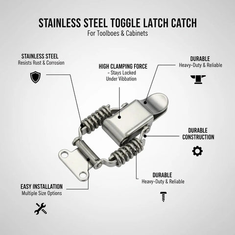 Heavy Duty 304 Stainless Steel Toggle Latch With Double Spring Draw Catch For Toolboxes Cabinets And Cases Built Tough For Secure Vibration Resistant Performance Easy Install 1 Pack