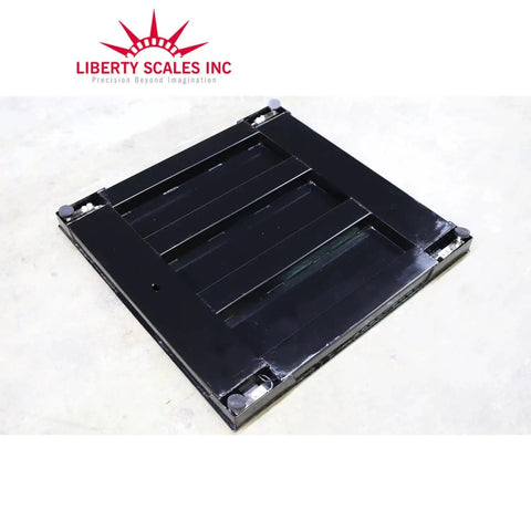 Heavy Workhorse Industrial Floor Scale For High Volume Warehouses With Sturdy 48 By 48 Inch Platform, black steel deck.