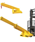 Heavy Hitter 4 Ton Telescopic Forklift Jib Boom Attachment With 8800 Lb Lift Capacity And Extendable Truss Arm mounted on forklift.