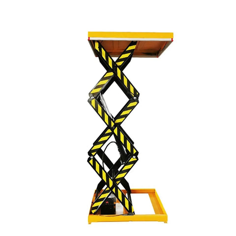 Heavy Duty Fixed Scissor Lift Table With Hydraulic Foot Pump For No Sweat Cargo Elevation in black and yellow design.
