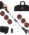 Electric Drywall Sander With Vacuum Dust Collection, Foldable Wall Sander, shown with six 9-inch discs and dust bag