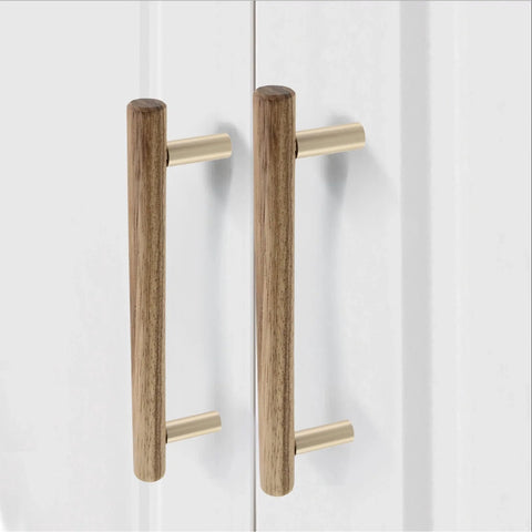 Set Of 4 Wood Drawer Pulls With 5 Inch Center Hole For Dresser Drawers Cabinets Kitchen Wardrobe 6.6 Inch Length 168mm By 15mm By 41mm