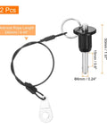 Two Pack Beefy Quick Release Pin One Quarter Inch By Six Tenths Inch Ball Lock With Push Button 304 Stainless Steel Ring Handle Locking Pin With Wire For Marine Bimini Top Audio Gear Silver, shown with measurements and anti-lost rope.