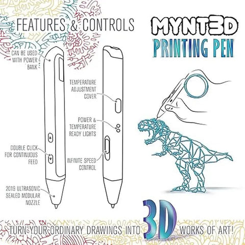 Kickass 3D Drawing Pen Handles 1.75Mm Abs And Plastic Filaments Smooth As Butter Slide Lets You Dial In Flow With Zero Sweat While The Rugged Sealed Tip Stays Darn Near Clog Proof All Day For Pure Creative Vibes