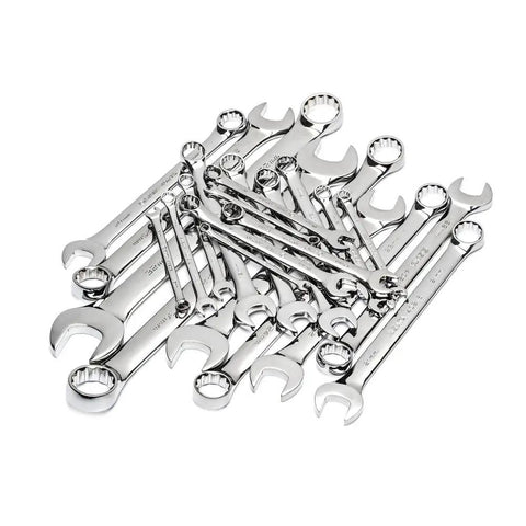 23-Piece Full-Polish Metric Combination Wrench Set With 15-Degree Offset Box Ends And Durable Tool Roll, Covers 6 To 32 Mm