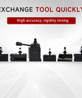 AXA 6-Piece Wedge Type Quick Change Lathe Tool Post Set Pro Grade Built For Precision Boring And Facing, solid steel design.
