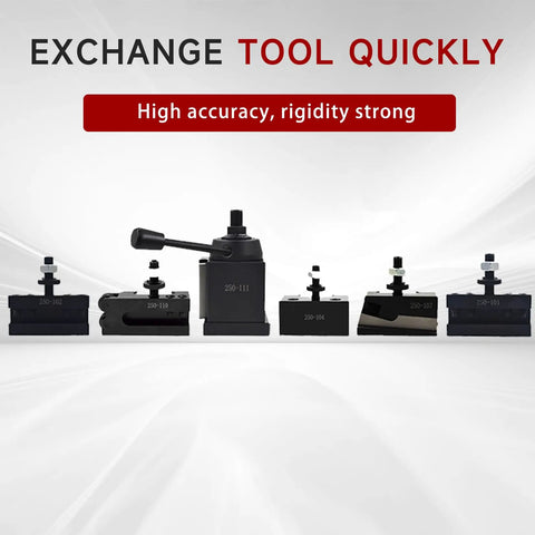 AXA 6-Piece Wedge Type Quick Change Lathe Tool Post Set Pro Grade Built For Precision Boring And Facing, solid steel design.