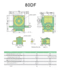 Diagram of Cam Indexer Intermittent Indexing Table Fits 45DF 60DF 70DF 80DF Models with dimensions and specifications.