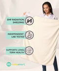 Person holding 5G Blocking EMF Protection Baby Blanket For Pregnancy Belly Shield Organic Cotton Outer Layer Large 43 by 35 Inches