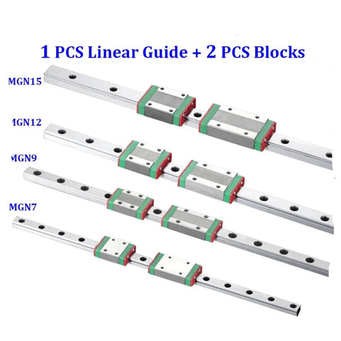 Rock Solid Linear Rail System For CNC And 3D Printers with MGN Guide Blocks, 100mm to 1000mm lengths, hardened steel view