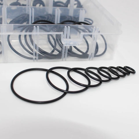 Heavy Duty ORS ORFS Flat Face O Ring Seal Kit for Hydraulic Fittings with Buna N 90 Durometer, 210 Piece Set, shown in case.