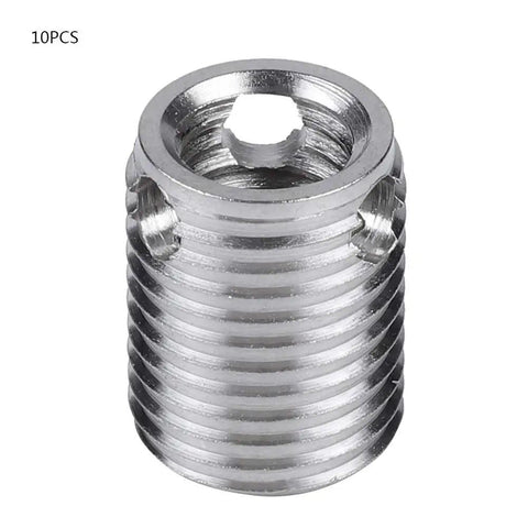 10PCS Self Tapping Thread Inserts Kit in Stainless Steel, M6x1.0 Inner Threads and M10x1.25 Outer Threads, 12mm Length, 10 Pack Pro Grade Screw Repair Kit for Damaged Holes, Easy Fix to Lock In Strong, Long Lasting Threads
