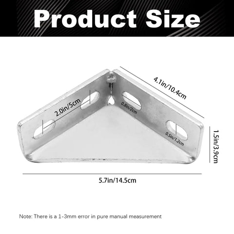 8 Pack 90 Degree Gusseted Fittings For 1-5/8 Inch Unistrut Channel, 4 X 4 X 1-1/2 Inch product size diagram with measurements