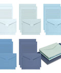 All In One Blue Letter Writing Paper And Envelope Set With 50 Lined Papers 50 Envelopes And 50 Stickers Includes A Safe Box