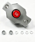 Heavy Duty Marine Grade 50 Amp Push Button Reset Circuit Breaker with red button and mounting hardware for boat engines.