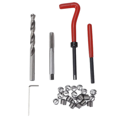 Heavy Duty M8x1.25 Thread Restore Kit With Drill Bit Twist Reamer And Hex Wrench For Screw Hole Repair And Motor Machine Maintenance Hand Tools That Fix Stripped Threads Like A Boss Without Hassle, with drill, tap, insert coils