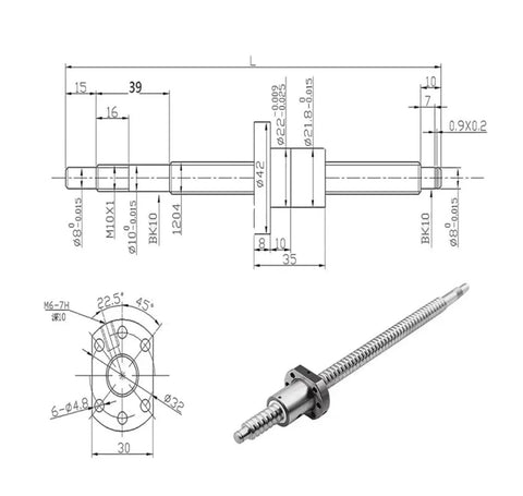 Machined C7 Precision SFU1204 12mm Ball Screw Kit For CNC Router And 3D Printer With Single Nut Smooth Linear Motion Rod dimensions and design