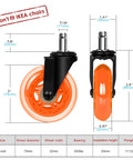 Ultra Silent Office Chair Casters Built Like A Tank Glide Smooth As Butter 3 Inch PU Wheels with dimensions and specifications.