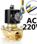 Brass Electric Solenoid Valve One Half Inch 220V AC Normally Closed with copper coil and durable brass construction for multi-use.