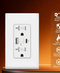 No-Nonsense Heavy-Lifting 65W GaN PD Fast Charging USB Wall Outlet With Dual Type C And Type A Ports Tamper Resistant feature close-up.