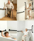 Built Different 24 Inch Matte Black Bathroom Grab Bars Two Pack Wall Mounted Safety Handles support various users.