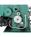 12 Inch By 36 Inch Gear Head Wood Lathe With Cam Lock Spindle And Gap Bed showing motor and gear system for efficient performance.