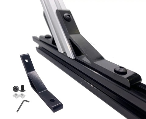 Eight Corner Bracket Set for 20 Series Aluminum Extrusion with mounting screws, T nuts, hex wrench, and angle brackets.