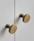 Antique Brass Cabinet Knob Set 6 Pack Solid Zinc Alloy Drawer Pulls For Kitchen Cabinets And Dressers image on cabinet door