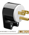 Right Angle NEMA 5 15P 15A 125V AC Plug With ETL Certification Easy Assembly 90 Degree Adjustable Connector, black nylon body.