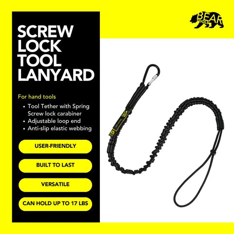Tool Lanyard With Single Aluminum Carabiner And Adjustable Loop For Handy Hand Tools Tether On Home Renovation Scaffolding Window Cleaning And Construction Jobs Shock Cord Stopper 8 Kg Max Load 3 Pack