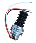 12 Volt Push Solenoid For Trombetta Systems Replacement 12V Shutoff Solenoid with wires and mounting brackets visible