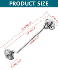 Product size measurements of Heavy Duty Two Pack Eight Inch Gate Hook And Eye Latch Rock Solid Stainless Steel Security Latch.