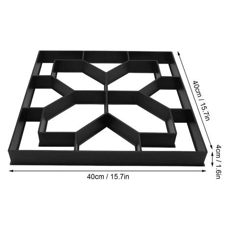 Reusable Concrete Path Mold 15.7 X 15.7 X 1.6 Inch Stepping Stone Paver with geometric pattern and size details