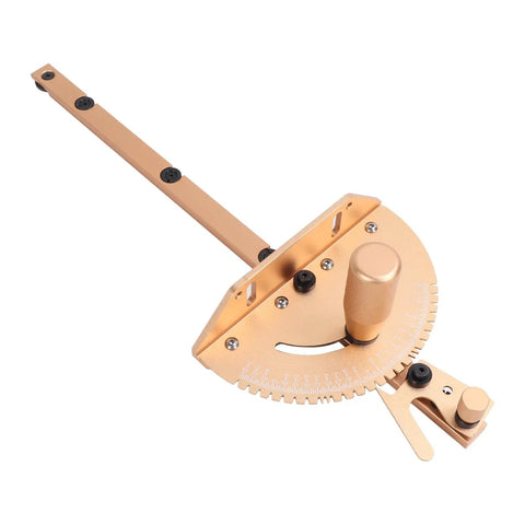 Adjustable Aluminum Miter Gauge Featuring Rock Solid Angle Lock And Smooth As Butter Gliding Track For Table Saw And Router Tasks Built Tough For Dead Nuts Accuracy Daily, showing aluminum frame and angle scale.