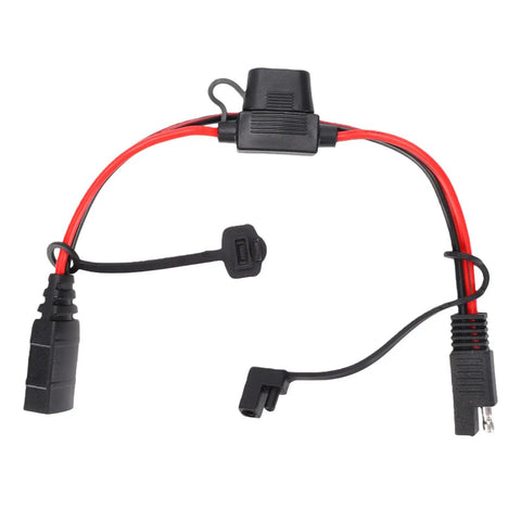 Hella Durable SAE Extension Cable For Charger One Foot 14AWG Cord With 20 Amp Rating multi-angle view showing the tool-free connectors.