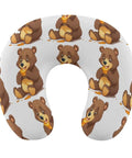 Bear Eating U Shaped Travel Pillow For Neck Support Comfy Memory Foam Fill With High Rebound Comfort Portable Headrest