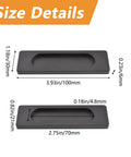 Size details of 2 Pack Aluminum Flush Sliding Door Pull Handles Rectangular Self Stick For Barn Doors Windows And Cabinets Matte Black