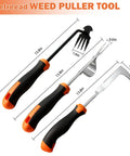 3 Pack Hand Weeder Tool Set With Stainless Steel Weed Puller featuring ergonomic rubber handles, measurements shown