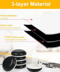 Easy Glide Kitchen Appliance Sliders 16 Pieces Self Adhesive Small Appliance Sliders That Make Moving Heavy Coffee Makers And Air Fryers A Breeze Space Saving Countertop Must Have Gadgets For Home Black showcasing 3-layer material design.