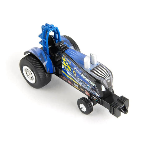 Blue Barracuda 1 To 64 Scale Pulling Tractor Diecast Farm Toy with rubber wheels, featuring detailed exterior design.