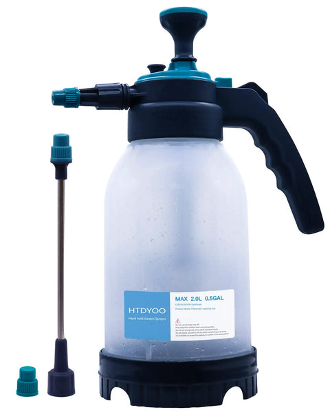 Half Gallon Garden Pump Sprayer With Extended Wand Handy Handheld Water Spray Unit Adjustable Nozzle For Lawn Care Plant Watering Car Wash Pet Bathing And Home Cleaning