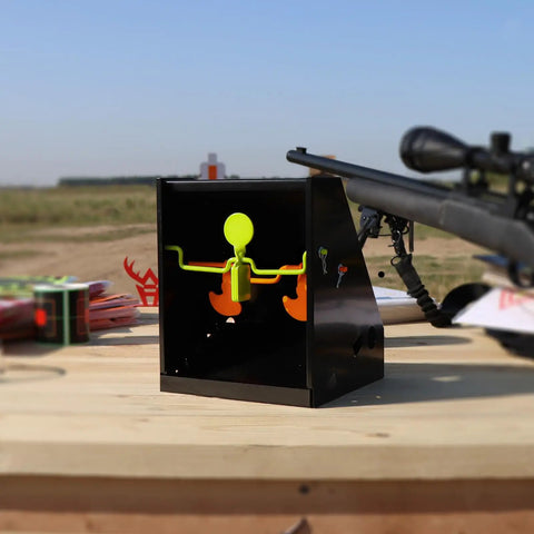 BB Trap With Built In Pellet Collector And Resetting Target For Airguns Durable Easy Setup And Portable Design with rifle nearby