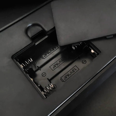 Battery compartment for On Air LED Recording Light Sign with Easy On Off Switch, showing 5V acrylic material detail.
