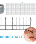 Sturdy Galvanized Hardware Cloth Wire Mesh Roll 4In X 20Ft Chicken Wire Fence For Garden Fencing Animal Barrier Poultry Coop And DIY Projects Welded Mesh Hot Dipped Rust Resistant Fine Mesh details and product size.