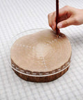 Close-up view: 7.87-inch round center finder compass, transparent acrylic woodworking tool with circular scales